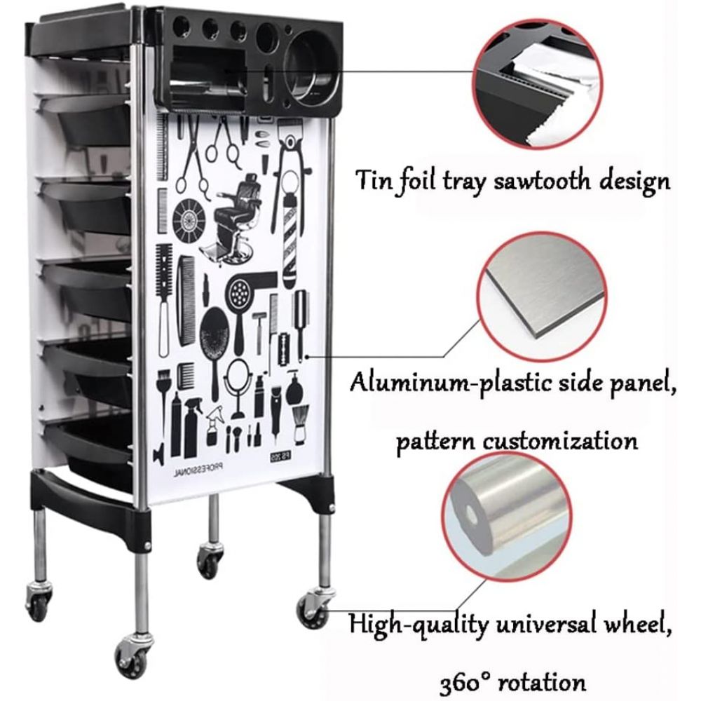 Stylish Tray Storage Cart Beauty Salon Trolley 